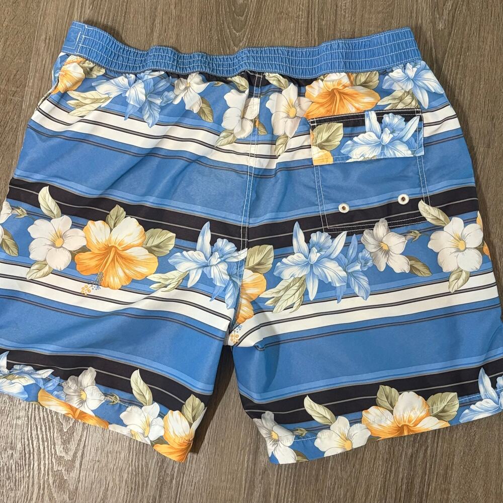 Tommy Bahama Relax Swim Trunks XL Blue Floral Stripe Beach Shorts - Picture 3 of 12